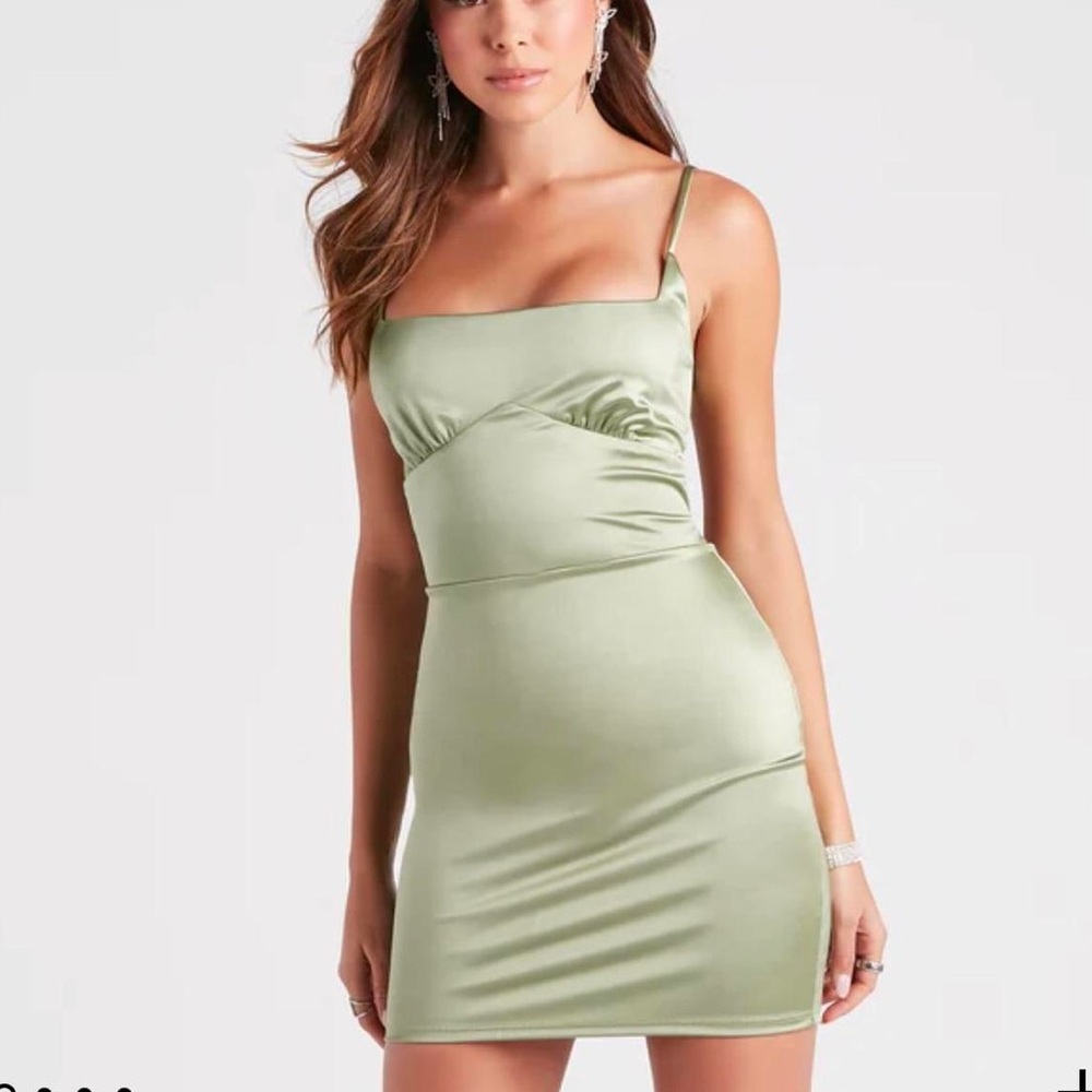 Windsor Elegant Green Satin Dress